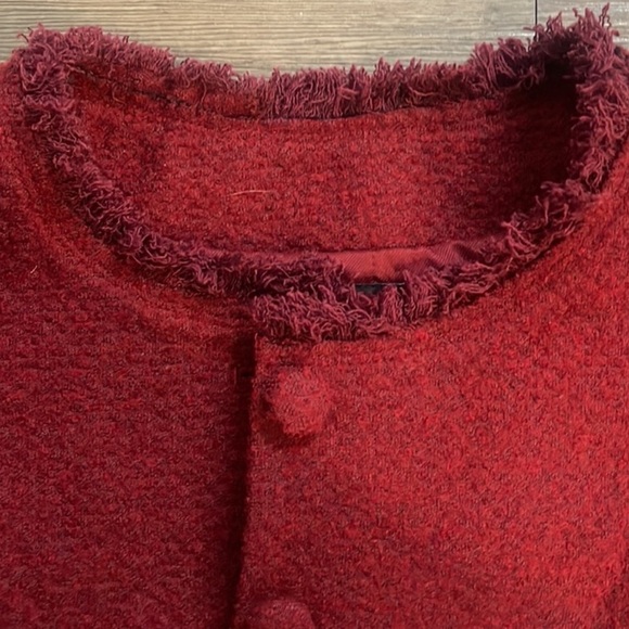 Club Monaco Blazer Cropped Puff-Shoulder Burgundy Blazer Jacket NWT - Picture 6 of 9